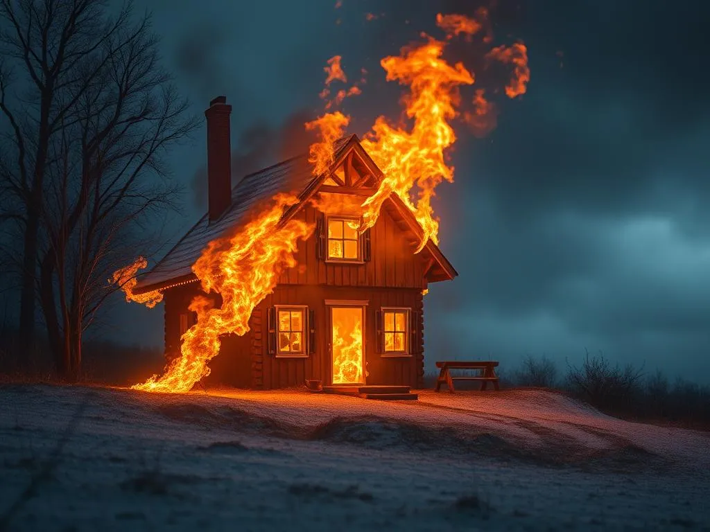 Casa en llamas en un sueño