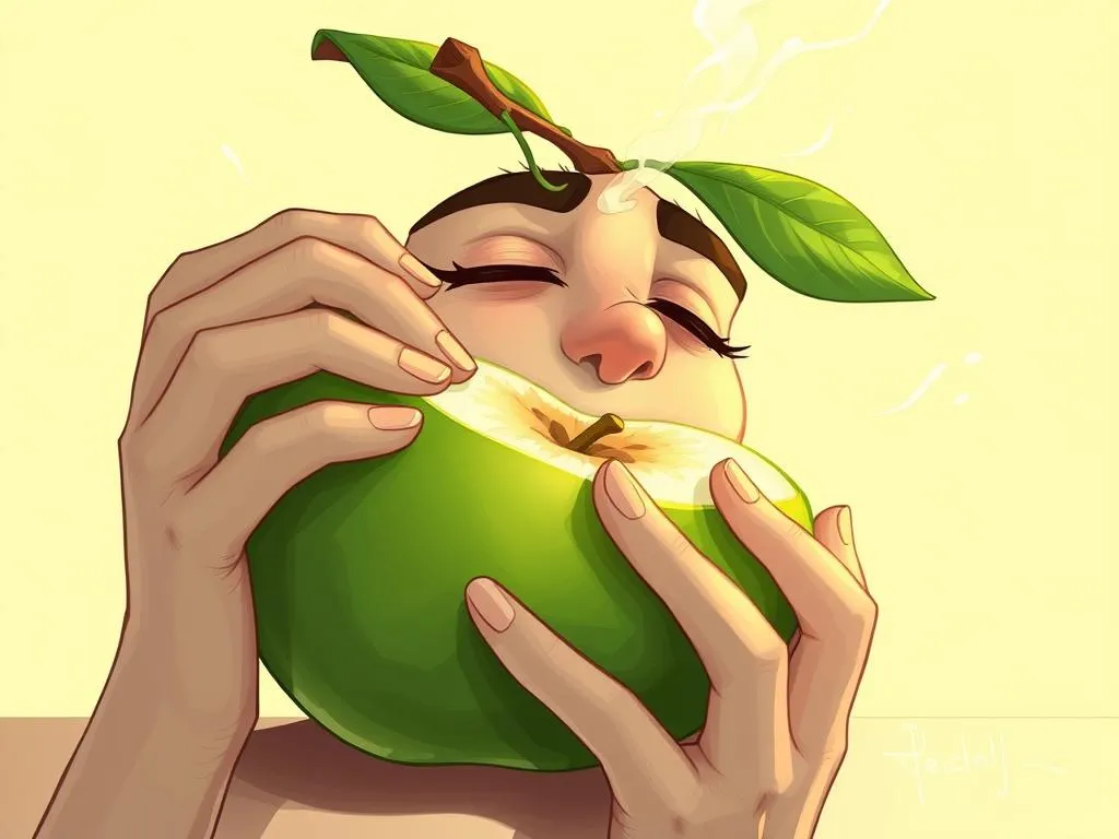 comiendo una manzana verde significado