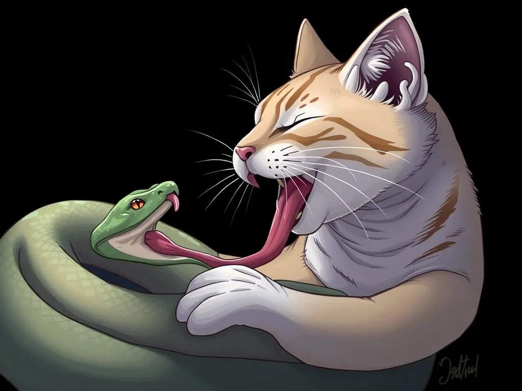 gato comiendo una serpiente significado sueno