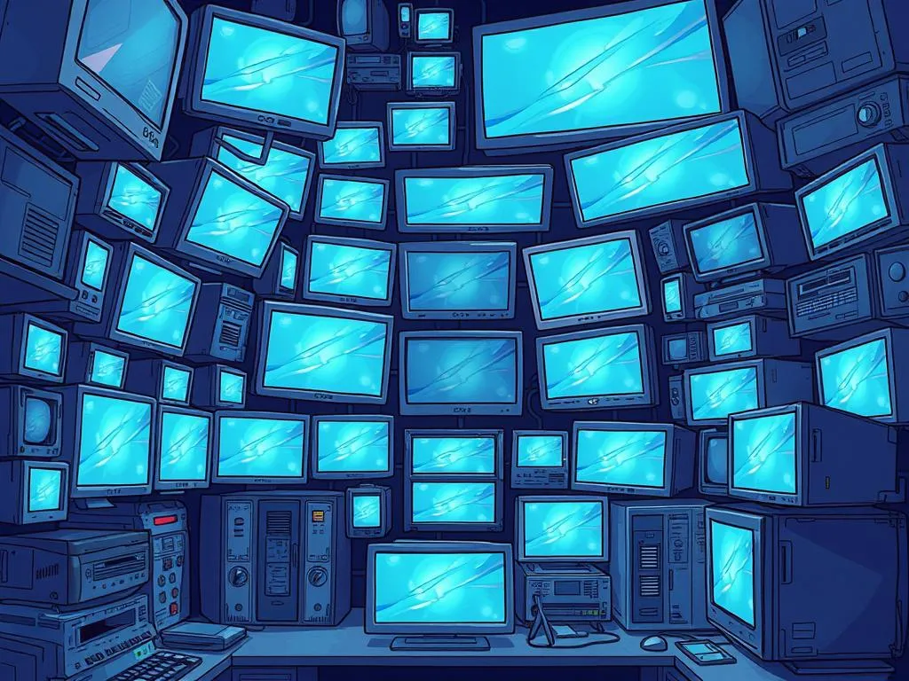 muchas pantallas de ordenador y television significado