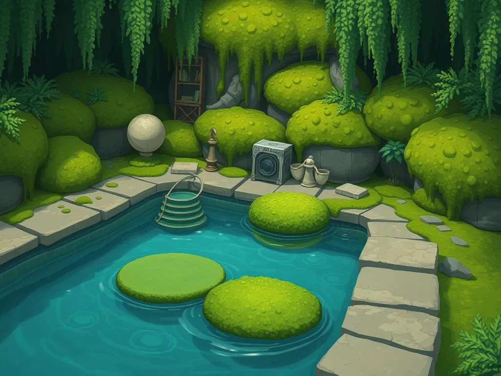 piscina cubierta de musgo y alga significado suenos