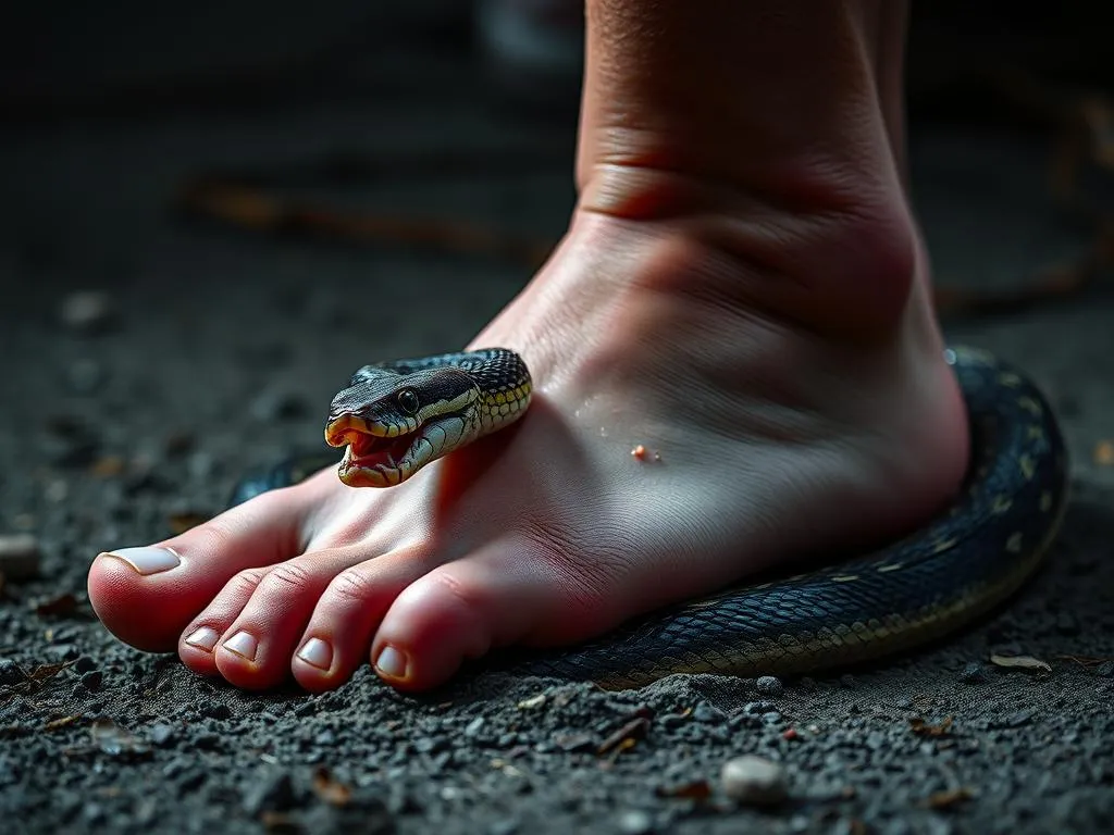 Sueño de mordedura de serpiente en el pie
