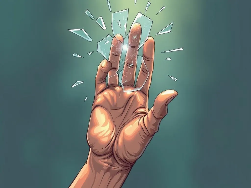 vidrio roto corta la mano significado